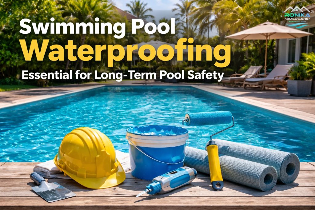 Swimming Pool Waterproofing: Why It Is Essential for Long-Term Pool Safety » Ronika Build Care Swimming Pool Waterproofing: Why It Is Essential for Long-Term Pool Safety Feature Image